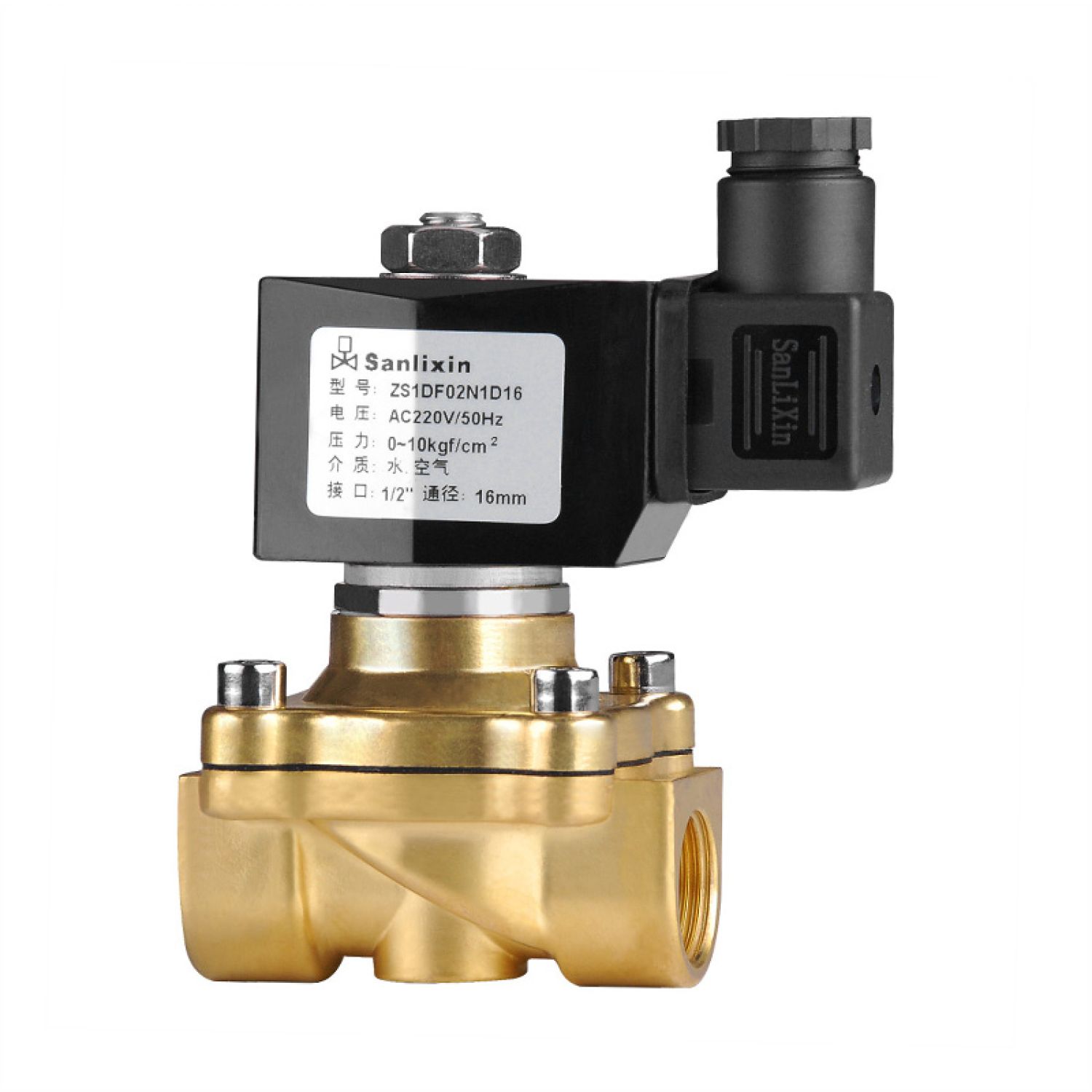 Соленоидный вентиль прямого действия SANLIXIN 1 1/4" NC (ZS1DF02N1H35, 0-10 bar, 220V)